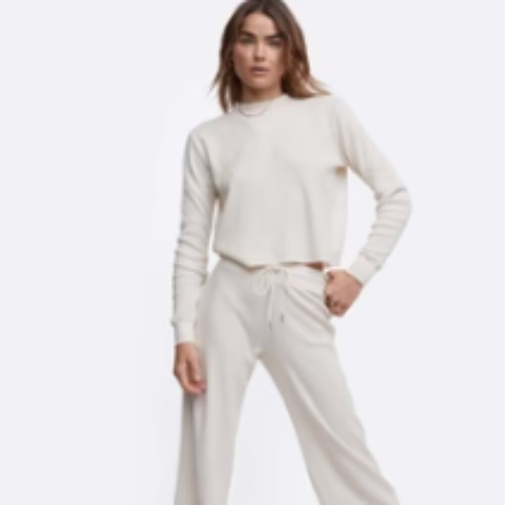 Mate the Label: Set Organic Thermal Boxy Crop Top & Wide Leg Cropped Pant -  XS